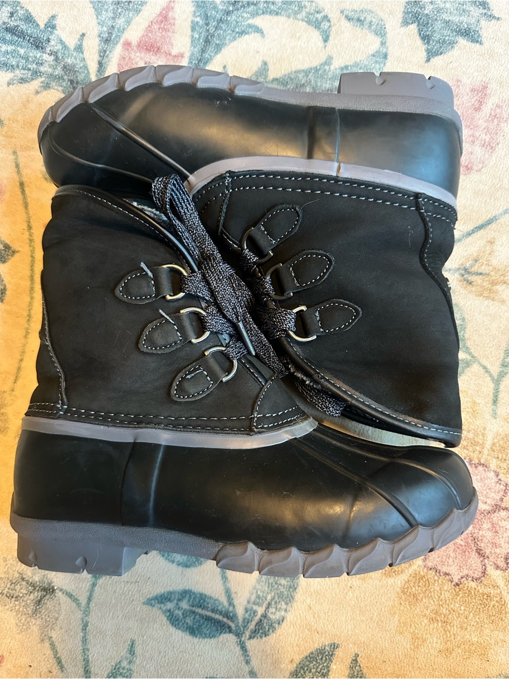 Sporto Black and Gray Kids Waterproof Snow Boots